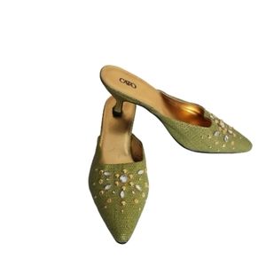 TOO CUTE to simply sit in the closet:  Green Studded Mules